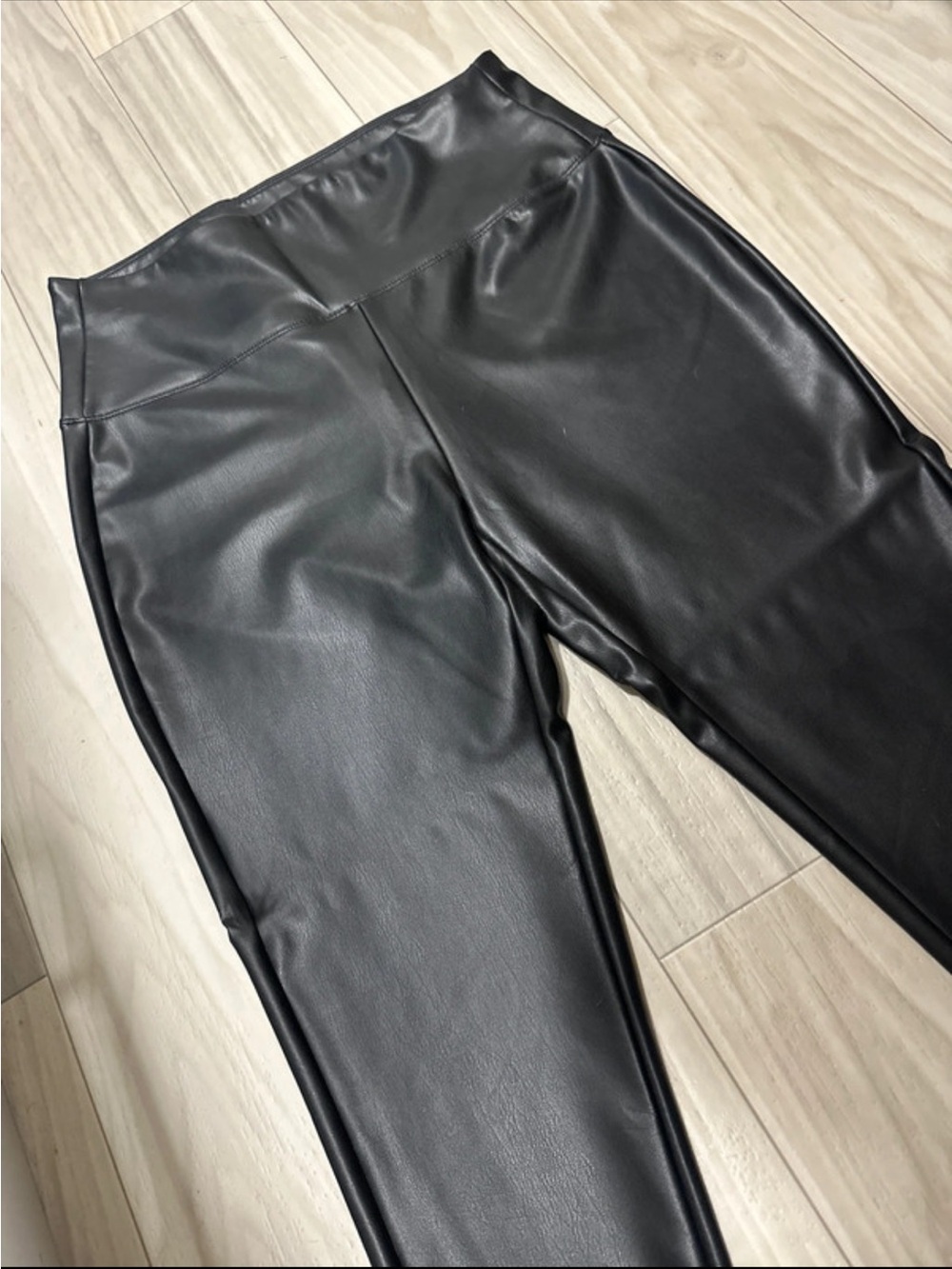 Zenana Black Faux Leather Leggings 1XL High Rise